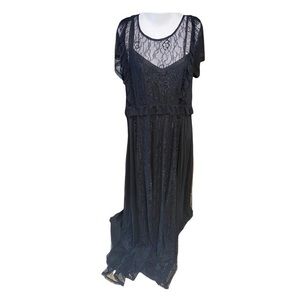 Torrid size 1 black lace and mesh maxi dress NWT